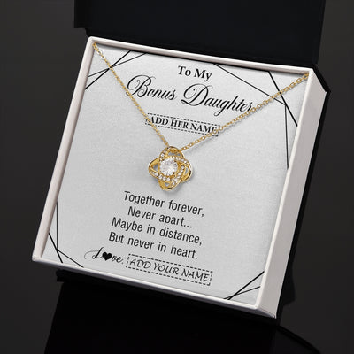Love Knot Necklace 18K Yellow Gold Finish | 2 | Personalized To My Bonus Daughter Gifts From Stepmom Necklace Together Forever With Heartfelt Message Stepdaughter Birthday Christmas Gift Box Message Card | https://siriusteestore.
