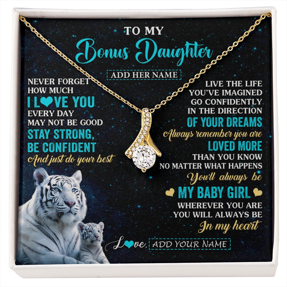 Alluring Beauty Necklace 18K Yellow Gold Finish | 1 | Personalized To My Bonus Daughter Gifts From Stepmom Necklace White Tiger Never Forget How Much I Love You Stepdaughter Birthday Gift Box Message Card | siriusteestore.myshopify