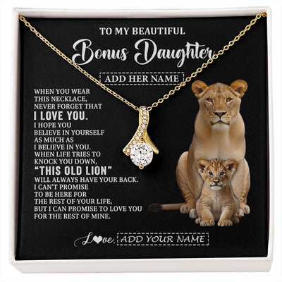 Alluring Beauty Necklace 18K Yellow Gold Finish | 1 | Personalized To My Bonus Daughter Gifts From Stepmother Necklace This Old Lion Love You Stepdaughter Birthday Gifts Graduation Christmas Gift Box Message Card | https://siriusteestore.