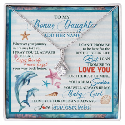 Alluring Beauty Necklace 14K White Gold Finish | 1 | Personalized To My Bonus Daughter Gifts Necklace Dolphin From Stepmom My Sunshine For Jewelry Stepddaughter Birthday Gift Christmas Gift Box Message Card | https://siriusteestore.