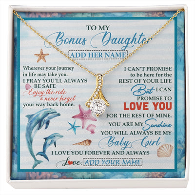 Alluring Beauty Necklace 18K Yellow Gold Finish | 1 | Personalized To My Bonus Daughter Gifts Necklace Dolphin From Stepmom My Sunshine For Jewelry Stepddaughter Birthday Gift Christmas Gift Box Message Card | https://siriusteestore.
