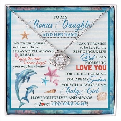 Love Knot Necklace 14K White Gold Finish | 1 | Personalized To My Bonus Daughter Gifts Necklace Dolphin From Stepmom My Sunshine For Jewelry Stepddaughter Birthday Gift Christmas Gift Box Message Card | https://siriusteestore.