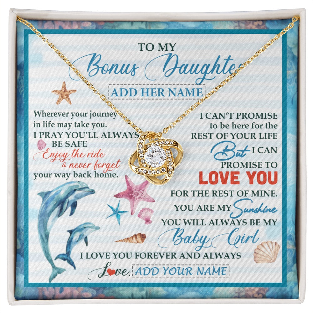 Love Knot Necklace 18K Yellow Gold Finish | 1 | Personalized To My Bonus Daughter Gifts Necklace Dolphin From Stepmom My Sunshine For Jewelry Stepddaughter Birthday Gift Christmas Gift Box Message Card | https://siriusteestore.