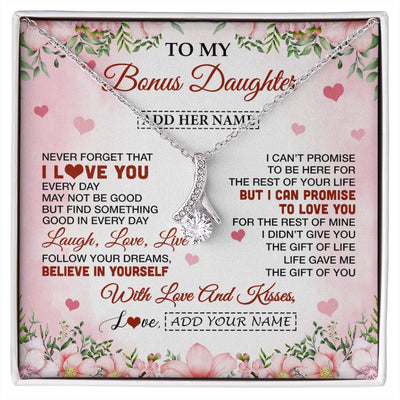 Alluring Beauty Necklace 14K White Gold Finish | 1 | Personalized To My Bonus Daughter Gifts Necklace From Step Mom Floral I Love You Birthday Gifts For Stepdaughter Graduation Christmas Gift Box Message Card | https://siriusteestore.