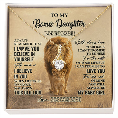 Alluring Beauty Necklace 18K Yellow Gold Finish | 1 | Personalized To My Bonus Daughter Gifts Necklace From Stepdad Always Remember Lion Gifts For Stepdaughter Birthday Graduation Christmas Gift Box Message Card | https://siriusteestore.