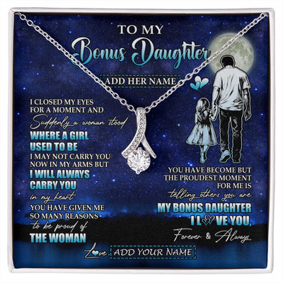 Alluring Beauty Necklace 14K White Gold Finish | 1 | Personalized To My Bonus Daughter Gifts Necklace From Stepdad I Closed My Eyes For A Moment Stepdaughter Birthday Graduation Christmas Gift Box Message Card | siriusteestore.myshopify