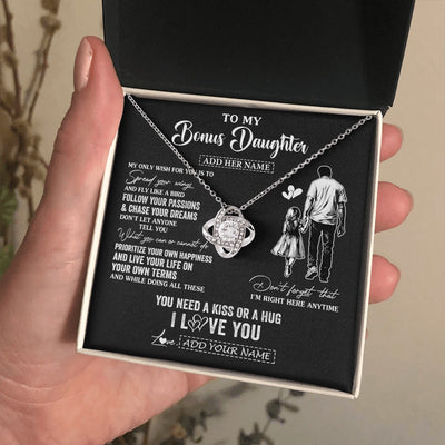Love Knot Necklace 14K White Gold Finish | 2 | Personalized To My Bonus Daughter Gifts Necklace From Stepdad My Only Wish For You Stepdaughter Birthday Gifts Graduation Christmas Gift Box Message Card | siriusteestore.myshopify