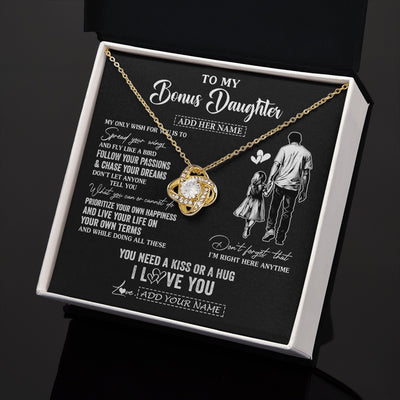 Love Knot Necklace 18K Yellow Gold Finish | 2 | Personalized To My Bonus Daughter Gifts Necklace From Stepdad My Only Wish For You Stepdaughter Birthday Gifts Graduation Christmas Gift Box Message Card | siriusteestore.myshopify