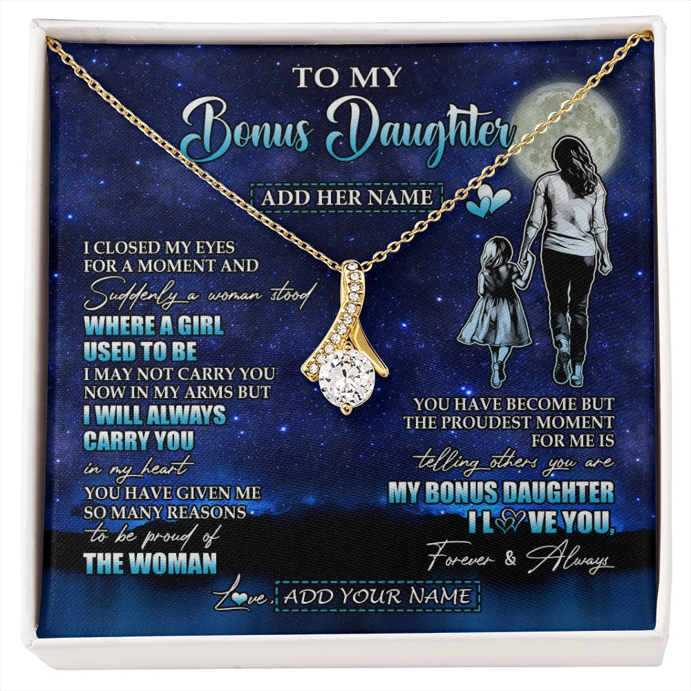 Alluring Beauty Necklace 18K Yellow Gold Finish | 1 | Personalized To My Bonus Daughter Gifts Necklace From Stepmom I Closed My Eyes For A Moment Stepdaughter Birthday Graduation Christmas Gift Box Message Card | siriusteestore.myshopify