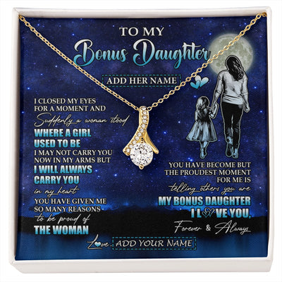 Alluring Beauty Necklace 18K Yellow Gold Finish | 1 | Personalized To My Bonus Daughter Gifts Necklace From Stepmom I Closed My Eyes For A Moment Stepdaughter Birthday Graduation Christmas Gift Box Message Card | siriusteestore.myshopify
