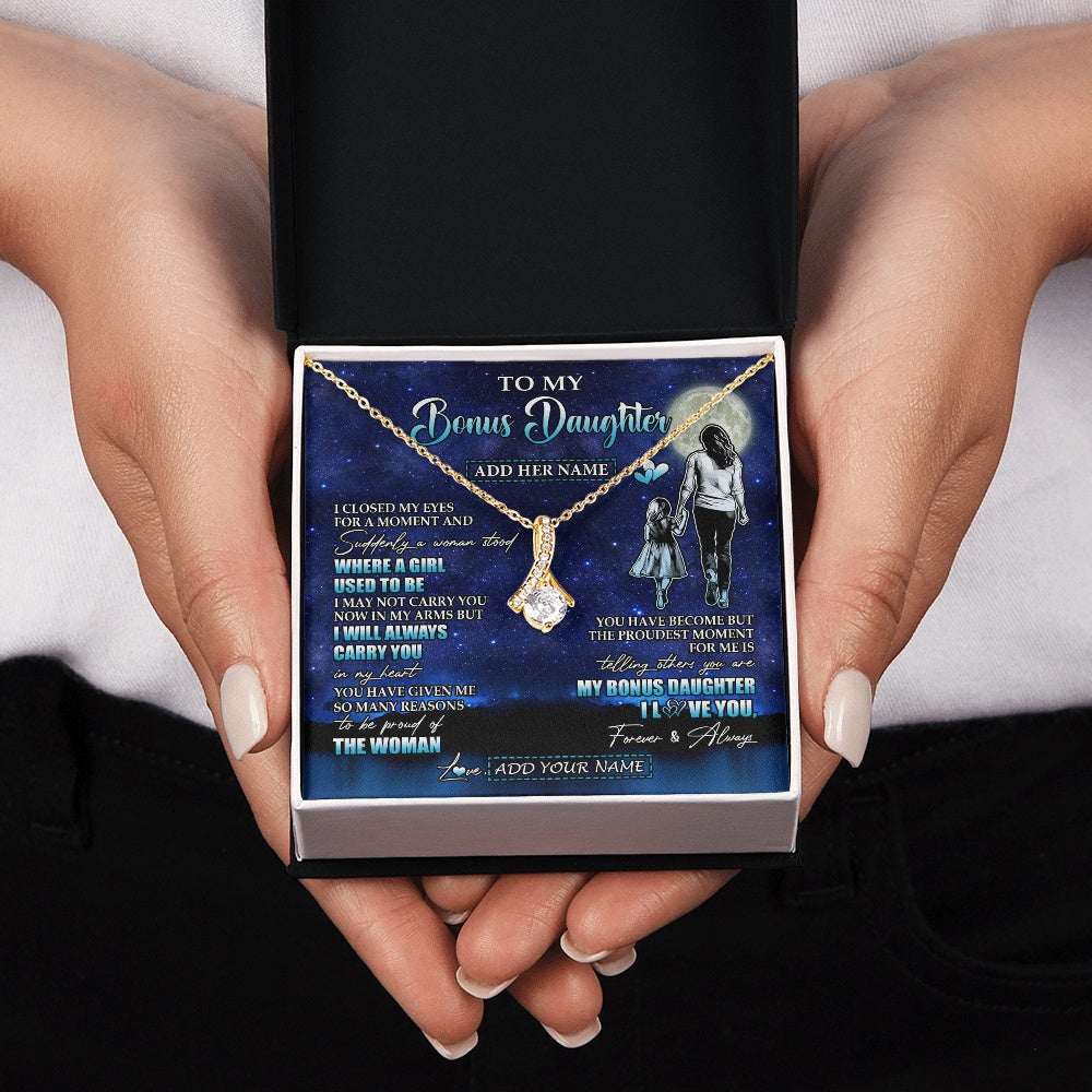 Alluring Beauty Necklace 18K Yellow Gold Finish | 2 | Personalized To My Bonus Daughter Gifts Necklace From Stepmom I Closed My Eyes For A Moment Stepdaughter Birthday Graduation Christmas Gift Box Message Card | siriusteestore.myshopify