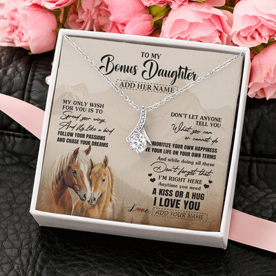 Alluring Beauty Necklace 14K White Gold Finish | 2 | Personalized To My Bonus Daughter Gifts Necklace From Stepmom Stepdad Horse My Only Wish For You Stepdaughter Birthday Gifts Christmas Gift Box Message Card | https://siriusteestore.