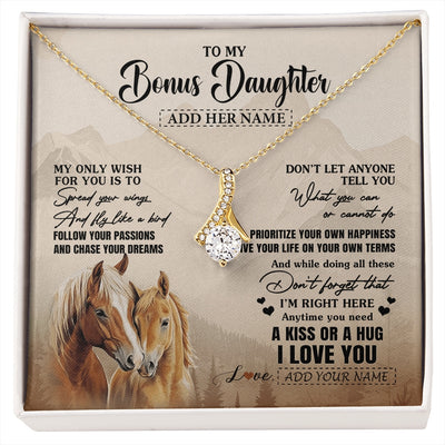 Alluring Beauty Necklace 18K Yellow Gold Finish | 1 | Personalized To My Bonus Daughter Gifts Necklace From Stepmom Stepdad Horse My Only Wish For You Stepdaughter Birthday Gifts Christmas Gift Box Message Card | https://siriusteestore.