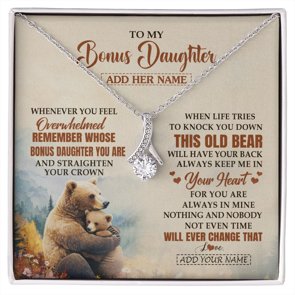 Alluring Beauty Necklace 14K White Gold Finish | 1 | Personalized To My Bonus Daughter Gifts Necklace From Stepmom Whenever Bear Unique Birthday Gifts For Stepdaughter Graduation Christmas Gift Box Message Card | siriusteestore.myshopify