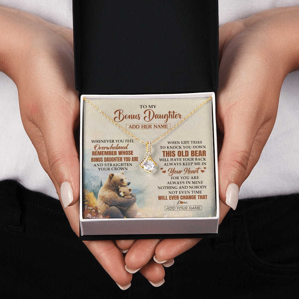 Alluring Beauty Necklace 18K Yellow Gold Finish | 2 | Personalized To My Bonus Daughter Gifts Necklace From Stepmom Whenever Bear Unique Birthday Gifts For Stepdaughter Graduation Christmas Gift Box Message Card | siriusteestore.myshopify