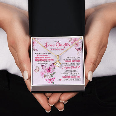 Alluring Beauty Necklace 18K Yellow Gold Finish | 2 | Personalized To My Bonus Daughter Gifts Necklace From Stepmom Whenever Butterfly Unique Birthday Gifts Stepdaughter Graduation Christmas Gift Box Message Card | siriusteestore.myshopify