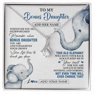 Alluring Beauty Necklace 14K White Gold Finish | 1 | Personalized To My Bonus Daughter Gifts Necklace From Stepmom Whenever Elephant Unique Birthday Gifts For Stepdaughter Christmas Custom Gift Box Message Card | siriusteestore.myshopify