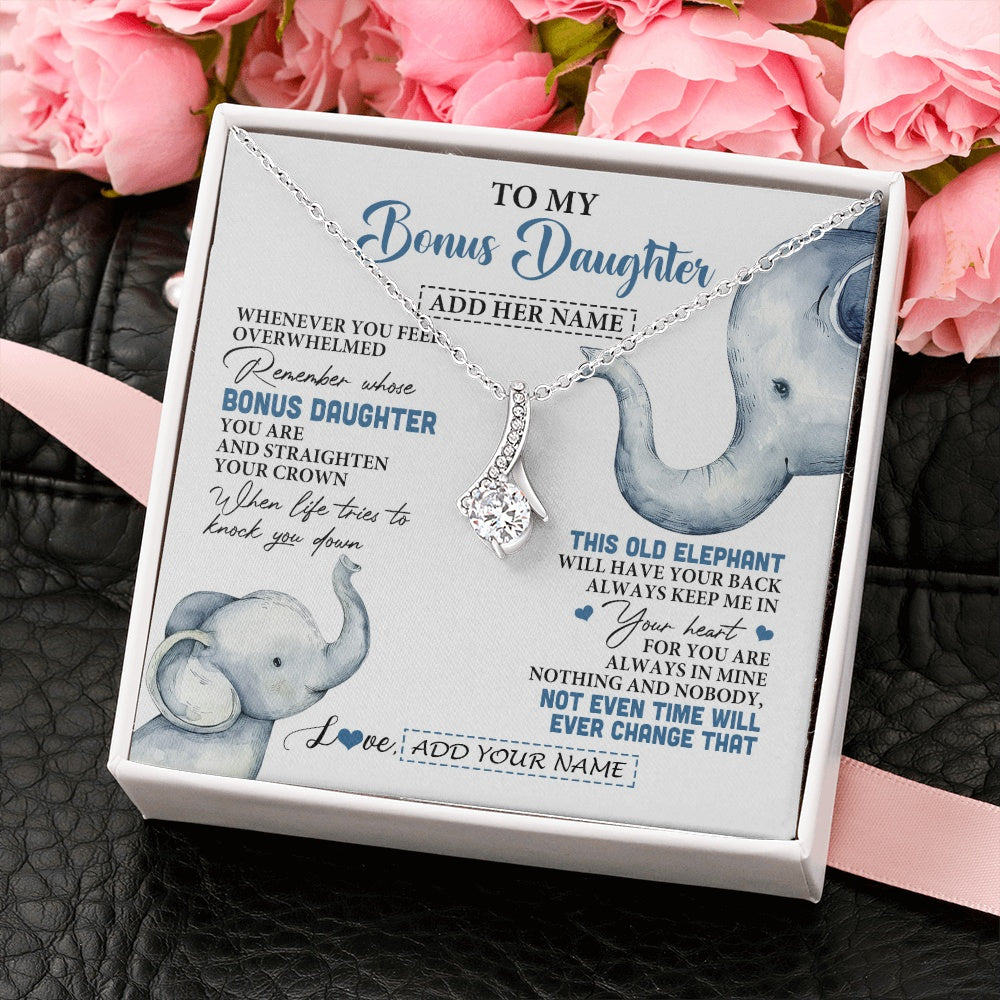 Alluring Beauty Necklace 14K White Gold Finish | 2 | Personalized To My Bonus Daughter Gifts Necklace From Stepmom Whenever Elephant Unique Birthday Gifts For Stepdaughter Christmas Custom Gift Box Message Card | siriusteestore.myshopify