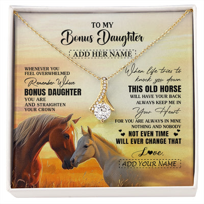 Alluring Beauty Necklace 18K Yellow Gold Finish | 1 | Personalized To My Bonus Daughter Gifts Necklace From Stepmom Whenever Horse Unique Birthday Gifts For Stepdaughter Graduation Christmas Gift Box Message Card | siriusteestore.myshopify