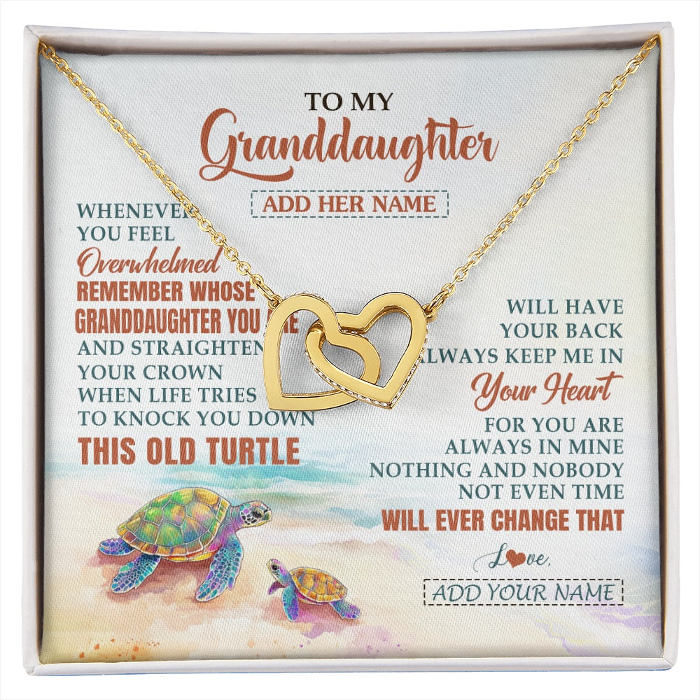 Interlocking Hearts Necklace 18K Yellow Gold Finish | 1 | Personalized To My Bonus Daughter Gifts Necklace From Stepmom Whenever Turtle Unique Birthday Gifts For Stepdaughter Christmas Custom Gift Box Message Card | https://siriusteestore.