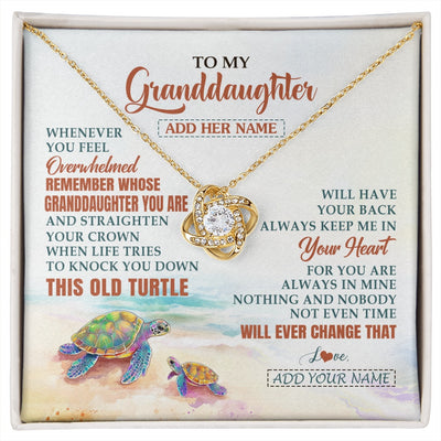 Love Knot Necklace 18K Yellow Gold Finish | 1 | Personalized To My Bonus Daughter Gifts Necklace From Stepmom Whenever Turtle Unique Birthday Gifts For Stepdaughter Christmas Custom Gift Box Message Card | https://siriusteestore.