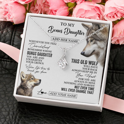 Alluring Beauty Necklace 14K White Gold Finish | 2 | Personalized To My Bonus Daughter Gifts Necklace From Stepmom Whenever Wolf Unique Birthday For Stepdaughter Graduation Christmas Custom Gift Box Message Card | https://siriusteestore.