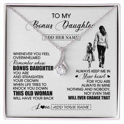 Alluring Beauty Necklace 14K White Gold Finish | 1 | Personalized To My Bonus Daughter Gifts Necklace From Stepmom Whenever Woman Unique Birthday Gifts For Stepdaughter Graduation Christmas Gift Box Message Card | siriusteestore.myshopify