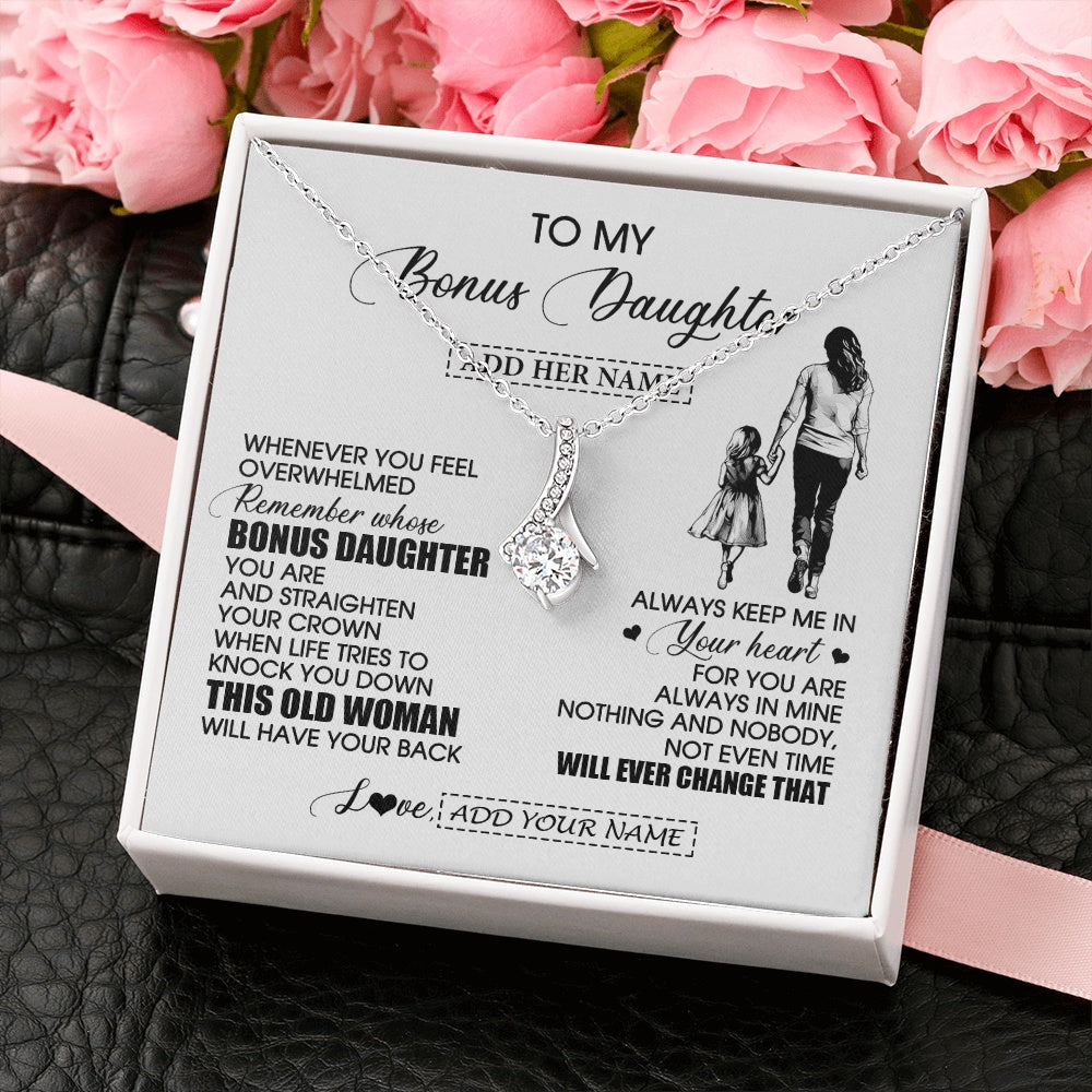 Alluring Beauty Necklace 14K White Gold Finish | 2 | Personalized To My Bonus Daughter Gifts Necklace From Stepmom Whenever Woman Unique Birthday Gifts For Stepdaughter Graduation Christmas Gift Box Message Card | siriusteestore.myshopify