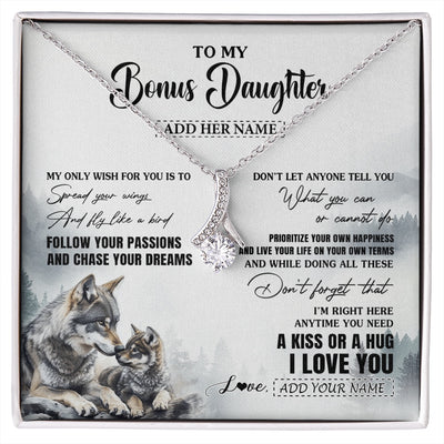 Alluring Beauty Necklace 14K White Gold Finish | 1 | Personalized To My Bonus Daughter Gifts Necklace From Stepmom Wolf My Only Wish For You Stepdaughter Birthday Gifts Graduation Christmas Gift Box Message Card | https://siriusteestore.