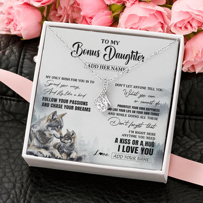 Alluring Beauty Necklace 14K White Gold Finish | 2 | Personalized To My Bonus Daughter Gifts Necklace From Stepmom Wolf My Only Wish For You Stepdaughter Birthday Gifts Graduation Christmas Gift Box Message Card | https://siriusteestore.