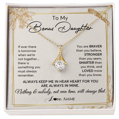 Alluring Beauty Necklace 18K Yellow Gold Finish | 1 | Personalized To My Bonus Daughter Necklace From Step Mom Always Keep Me In Your Heart Step Daughter Birthday Christmas Customized Gift Box Message Card | siriusteestore