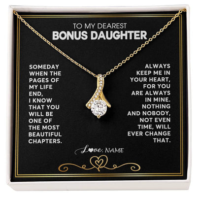 Alluring Beauty Necklace 18K Yellow Gold Finish | 1 | Personalized To My Bonus Daughter Necklace From Step Mother When The Pages Of My Life End Stepdaughter Birthday Christmas Customized Gift Box Message Card | siriusteestore