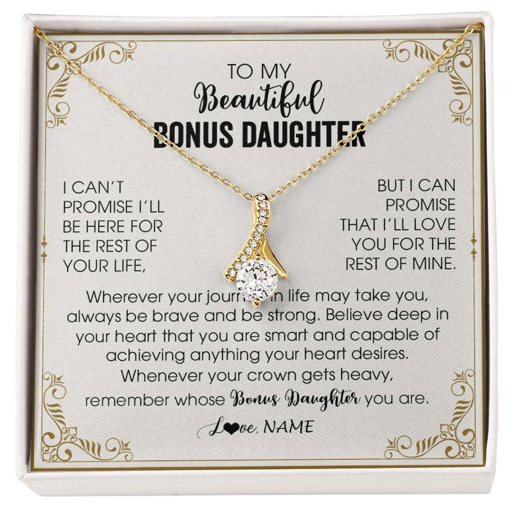 Alluring Beauty Necklace 18K Yellow Gold Finish | 1 | Personalized To My Bonus Daughter Necklace From Step Mother Wherever Your Journey in Life There Birthday Graduation Christmas Customized Gift Box Message Card | siriusteestore