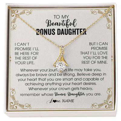 Alluring Beauty Necklace 18K Yellow Gold Finish | 1 | Personalized To My Bonus Daughter Necklace From Step Mother Wherever Your Journey in Life There Birthday Graduation Christmas Customized Gift Box Message Card | siriusteestore