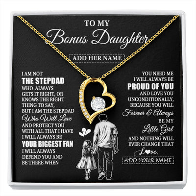 Forever Love Necklace 18K Yellow Gold Finish | 1 | Personalized To My Bonus Daughter Necklace From Stepdad Biggest Fan Birthday Gifts For Stepdaughter From Stepfather Christmas Custom Gift Box Message Card | siriusteestore.myshopify