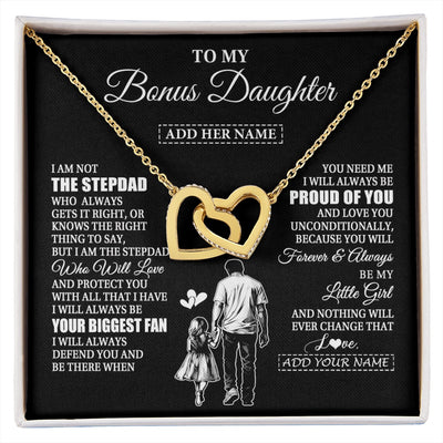 Interlocking Hearts Necklace 18K Yellow Gold Finish | 1 | Personalized To My Bonus Daughter Necklace From Stepdad Biggest Fan Birthday Gifts For Stepdaughter From Stepfather Christmas Custom Gift Box Message Card | siriusteestore.myshopify