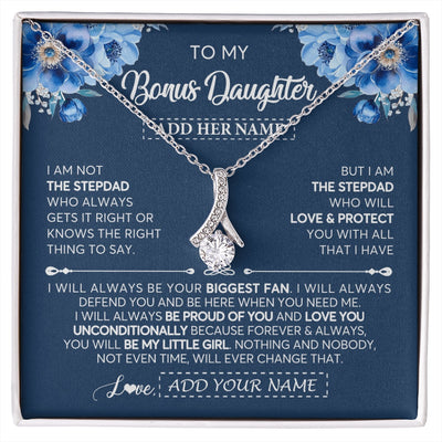 Alluring Beauty Necklace 14K White Gold Finish | 1 | Personalized To My Bonus Daughter Necklace From Stepdad Proud Of You Birthday Gifts For Stepdaughter Jewelry Gifts Christmas Custom Gift Box Message Card | https://siriusteestore.