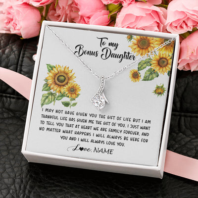 Alluring Beauty Necklace 14K White Gold Finish | 2 | Personalized To My Bonus Daughter Necklace From Stepdad Stepmom Sunflower Unbiological Daughter Stepdaughter On Her Birthday Gifts Christmas Message Card | siriusteestore