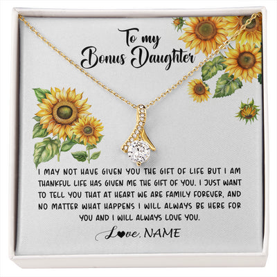 Alluring Beauty Necklace 18K Yellow Gold Finish | 1 | Personalized To My Bonus Daughter Necklace From Stepdad Stepmom Sunflower Unbiological Daughter Stepdaughter On Her Birthday Gifts Christmas Message Card | siriusteestore
