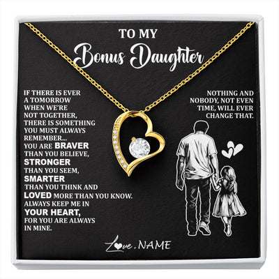 Forever Love Necklace 18K Yellow Gold Finish | 1 | Personalized To My Bonus Daughter Necklace From Stepdad You Are Always In Mine Beautiful Stepddaughter Birthday Graduation Christmas With Gift Box Message Card | siriusteestore
