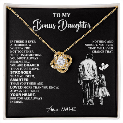 Love Knot Necklace 18K Yellow Gold Finish | 1 | Personalized To My Bonus Daughter Necklace From Stepdad You Are Always In Mine Beautiful Stepddaughter Birthday Graduation Christmas With Gift Box Message Card | siriusteestore