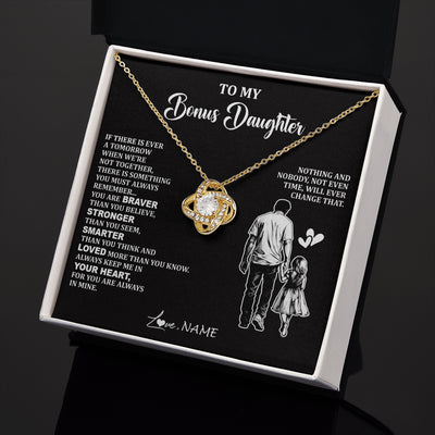 Love Knot Necklace 18K Yellow Gold Finish | 2 | Personalized To My Bonus Daughter Necklace From Stepdad You Are Always In Mine Beautiful Stepddaughter Birthday Graduation Christmas With Gift Box Message Card | siriusteestore