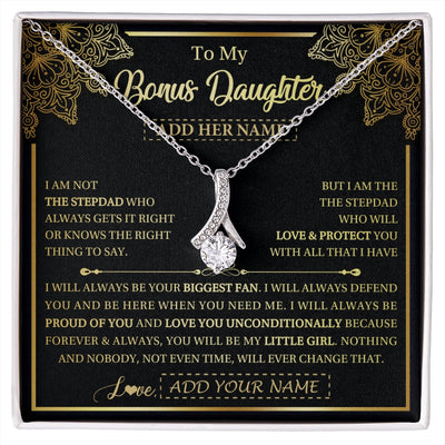 Alluring Beauty Necklace 14K White Gold Finish | 1 | Personalized To My Bonus Daughter Necklace From Stepdad Your Biggest Fan Birthday Gifts For Stepdaughter Gifts Christmas Jewelry Custom Gift Box Message Card | siriusteestore.myshopify