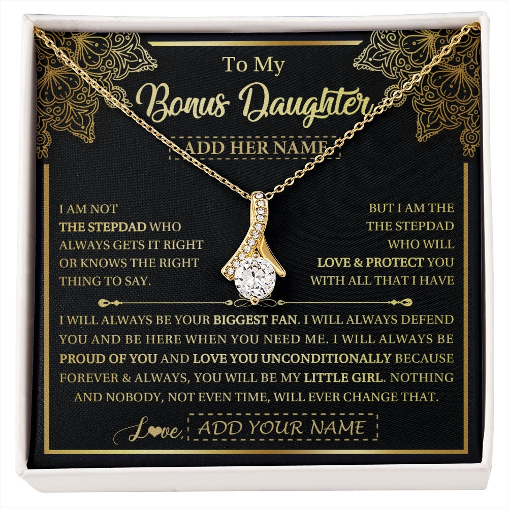 Alluring Beauty Necklace 18K Yellow Gold Finish | 1 | Personalized To My Bonus Daughter Necklace From Stepdad Your Biggest Fan Birthday Gifts For Stepdaughter Gifts Christmas Jewelry Custom Gift Box Message Card | siriusteestore.myshopify