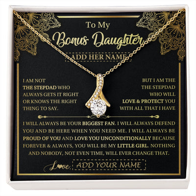 Alluring Beauty Necklace 18K Yellow Gold Finish | 1 | Personalized To My Bonus Daughter Necklace From Stepdad Your Biggest Fan Birthday Gifts For Stepdaughter Gifts Christmas Jewelry Custom Gift Box Message Card | siriusteestore.myshopify
