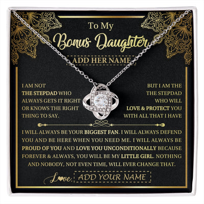 Love Knot Necklace 14K White Gold Finish | 1 | Personalized To My Bonus Daughter Necklace From Stepdad Your Biggest Fan Birthday Gifts For Stepdaughter Gifts Christmas Jewelry Custom Gift Box Message Card | siriusteestore.myshopify
