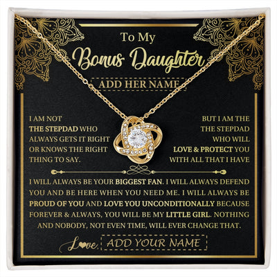 Love Knot Necklace 18K Yellow Gold Finish | 1 | Personalized To My Bonus Daughter Necklace From Stepdad Your Biggest Fan Birthday Gifts For Stepdaughter Gifts Christmas Jewelry Custom Gift Box Message Card | siriusteestore.myshopify