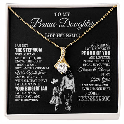Alluring Beauty Necklace 18K Yellow Gold Finish | 1 | Personalized To My Bonus Daughter Necklace From Stepmom Biggest Fan Birthday Gifts For Stepdaughter From Stepmother Christmas Custom Gift Box Message Card | siriusteestore.myshopify