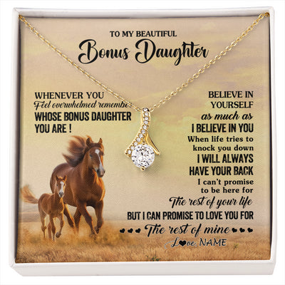 Alluring Beauty Necklace 18K Yellow Gold Finish | 1 | Personalized To My Bonus Daughter Necklace From Stepmom Whenever You Feel Horse Stepddaughter Birthday Jewelry Christmas Customized Gift Box Message Card | siriusteestore