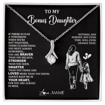 Alluring Beauty Necklace 14K White Gold Finish | 1 | Personalized To My Bonus Daughter Necklace From Stepmom You Are Always In Mine Beautiful Stepddaughter Birthday Graduation Christmas With Gift Box Message Card | siriusteestore